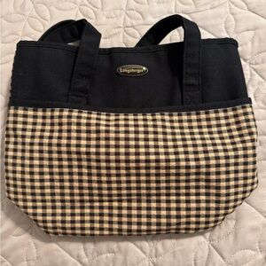 Longaberger Black and Tan Tote Bag with Rustic Charm
